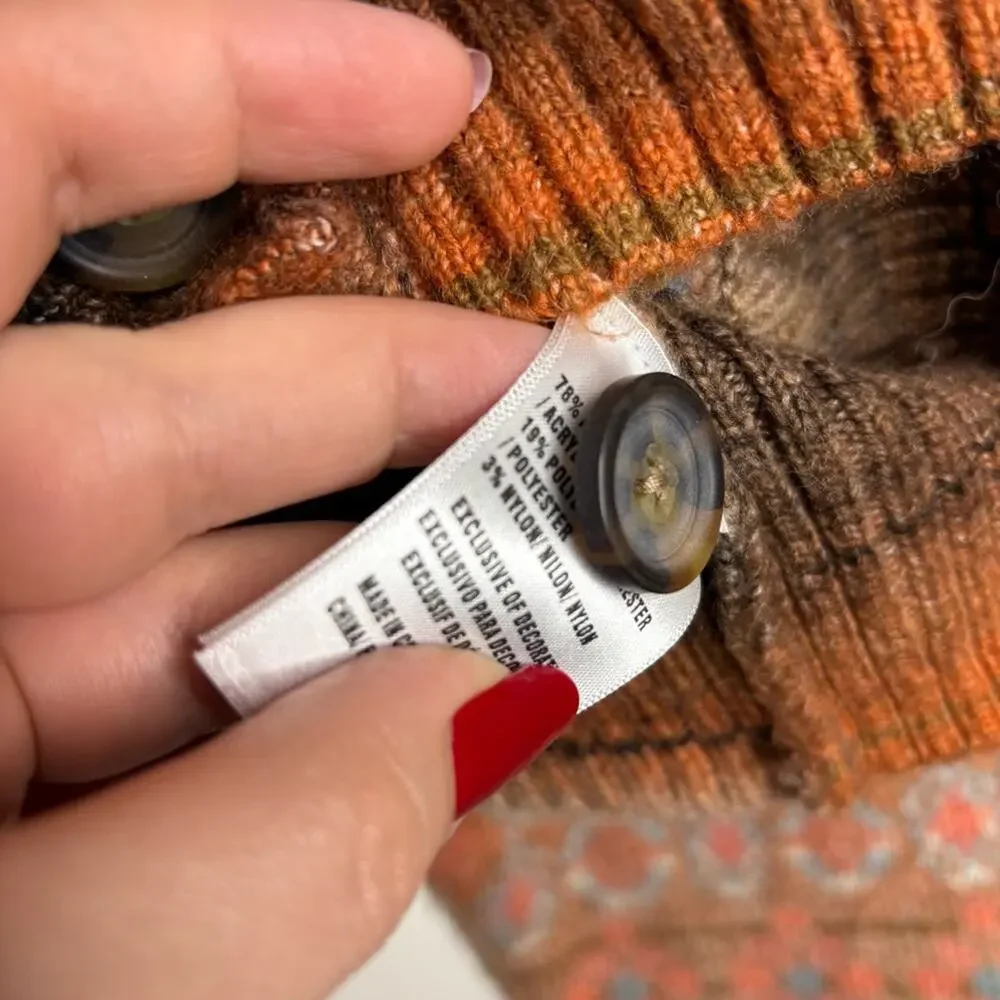 Cleo + Wolf Multicolor cropped fuzzy Knit Cardigan Sweater women’s size large - Picture 7 of 8